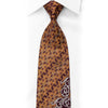 Mila Schon Golden Floral & Silver Scroll Rhinestone Silk Necktie — Dark Brown