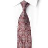 San-Dee NSG104 burgundy silk tie with silver scrollwork and crystal rhinestones, knotted against a white shirt.
