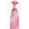 Damask On Pink Rhinestone Silk Necktie With Silver Sparkles