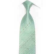 Turquoise Green Geometric Rhinestone Silk Necktie With Turquoise Sparkles