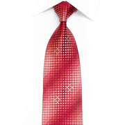 Geometric On Red Burgundy Rhinestone Silk Necktie With Sparkles