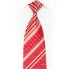 Silver Striped On Red Rhinestone Silk Necktie