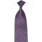 Purple Navy Checkered Rhinestone Silk Necktie With Silver Sparkles