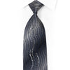 Waves On Silver Rhinestone Silk Necktie With Silver Sparkles