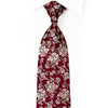 Gold Anthemion Floral On Burgundy Silk Necktie With Gold Sparkles