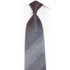 Silver Orange Geometric On Navy Blue Rhinestone Silk Necktie With Sparkles