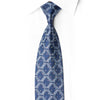 San-Dee navy blue rhinestone silk necktie with diamond lattice pattern and multicolor crystal rhinestones, worn on white dress shirt – front view