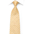 Golden Quatrefoil Crystal-Studded Silk Necktie
