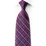 Men's Silk Necktie Striped Rhinestones On Purple With Sparkles