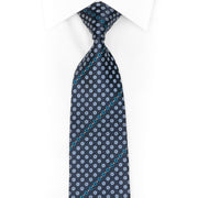 Geometric Dots On Blue Rhinestone Silk Necktie