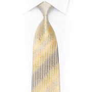 Vertical Yellow Striped Rhinestone Tie With Silver Sparkles