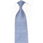 Pink Micro Square Design On Mauve Rhinestone Silk Necktie With Sparkles