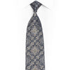 Silver Ornate Design On Navy Rhinestone Silk Necktie