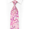 Scrolls And Geometric On Pink Rhinestone Silk Necktie