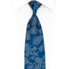 Teal Blue Paisley Rhinestone Crystal Microfiber Necktie