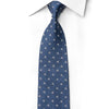 San-Dee Navy Blue Rhinestone Crystal Silk Necktie – close-up of silver rhinestone motif pattern on navy silk