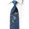 Blue Floral Rhinestone Tie with Turquoise Sparkles & Striped Design