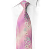 Pink Silk Rhinestone Floral Tie | Luxury Wedding Necktie with Crystal Sparkles | San-Dee-198