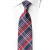 Luxury Navy Plaid Silk Rhinestone Tie with Red Crystal Stripes | San-Dee-200