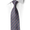 Luxury Grey Silk Pinstripe Tie with Coral Red Stripes | San-Dee-201