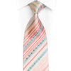 Silver Pink Striped Rhinestone Silk Necktie