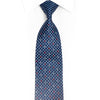 Silver Geometric On Navy Rhinestone Silk Necktie With Red Sparkles