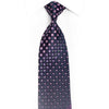 Purple Geometric Checkered On Navy Blue Rhinestone Silk Tie With Sparkles