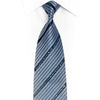Blue Striped Rhinestone Silk Necktie With Silver Sparkles