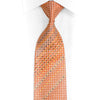 Orange Silver Geometric Rhinestone Silk Necktie With Silver Sparkles