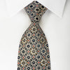 Cabrini Silk Tie Silver Arabesque On Navy With Rhinestones & Gold Sparkles - San-Dee