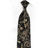 Black Silk Necktie Gold Scrolls On Black Rhinestone Necktie