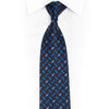 Blue Lattice On Brown Rhinestone Silk Necktie With Silver