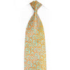 Blue Scrolls On Orange Yellow Rhinestone Silk Tie - 1