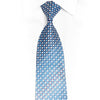 Blue Silver Foulard Checker Rhinestone Silk Necktie