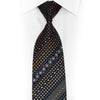 Brown Blue Geometric On Navy Rhinestone Silk Tie