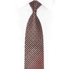 Brown Pink Checkered Rhinestone Silk Tie With Silver