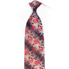 Burgundy Pink Floral On Silver Rhinestone Silk Necktie