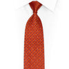 Burgundy Trellis On Orange Rhinestone Silk Tie With Blue