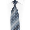 Checkered Trellis On Silver Blue Sparkle Rhinestone Silk
