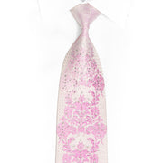 Damask On Pink Rhinestone Silk Necktie With Pink Sparkles