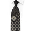Elegance Silk Rhinestone Necktie Silver Cartouche On Black