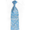 Floral On Blue Rhinestone Microfiber Necktie With Silver