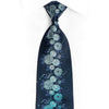 Floral On Blue Rhinestone Silk Tie With Blue Sparkles - 1