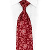 Floral Ob Dark Red Crystal Rhinestone Silk Tie - 1