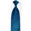 Geometric On Blue Rhinestone Silk Necktie With Silver