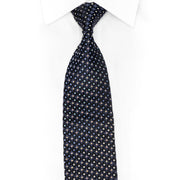 Geometric On Navy Rhinestone Silk Tie - 1