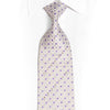 Geometric On White Rhinestone Silk Necktie With Silver
