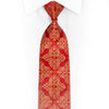 Gold Damask On Red Rhinestone Silk Necktie With Silver
