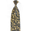 Gold Floral On Navy Rhinestone Silk Necktie With Sparkles