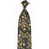 Gold Floral On Navy Rhinestone Silk Tie With Gold Sparkles